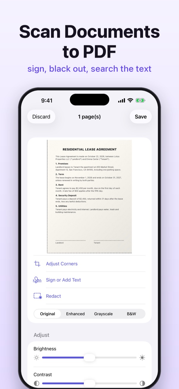 Scanning and signing a document